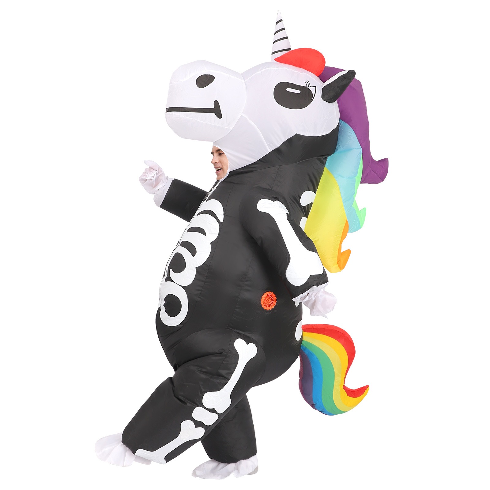 Cosplay Prop Business - Costume Gonfiabile da Unicorno Scheletrico Arcobaleno