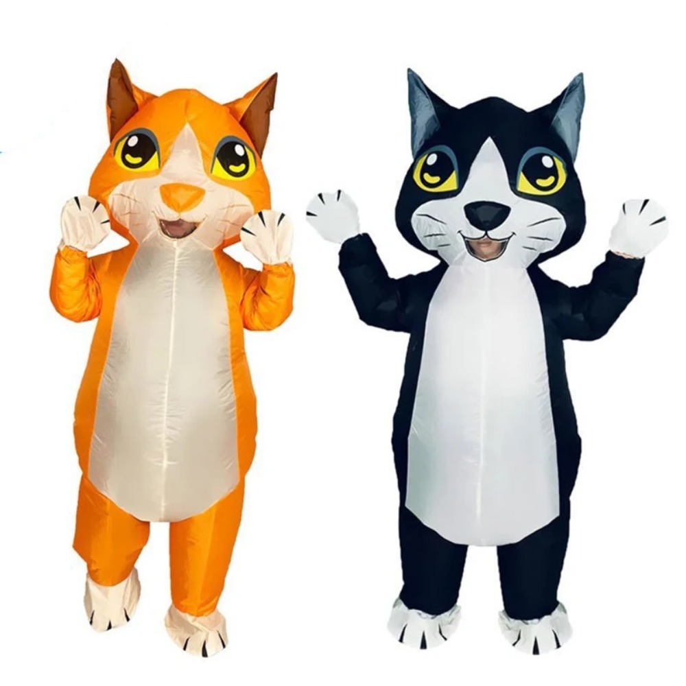Cosplay Prop Business - Costume Gonfiabile Gatto Nero Arancione, Tuta